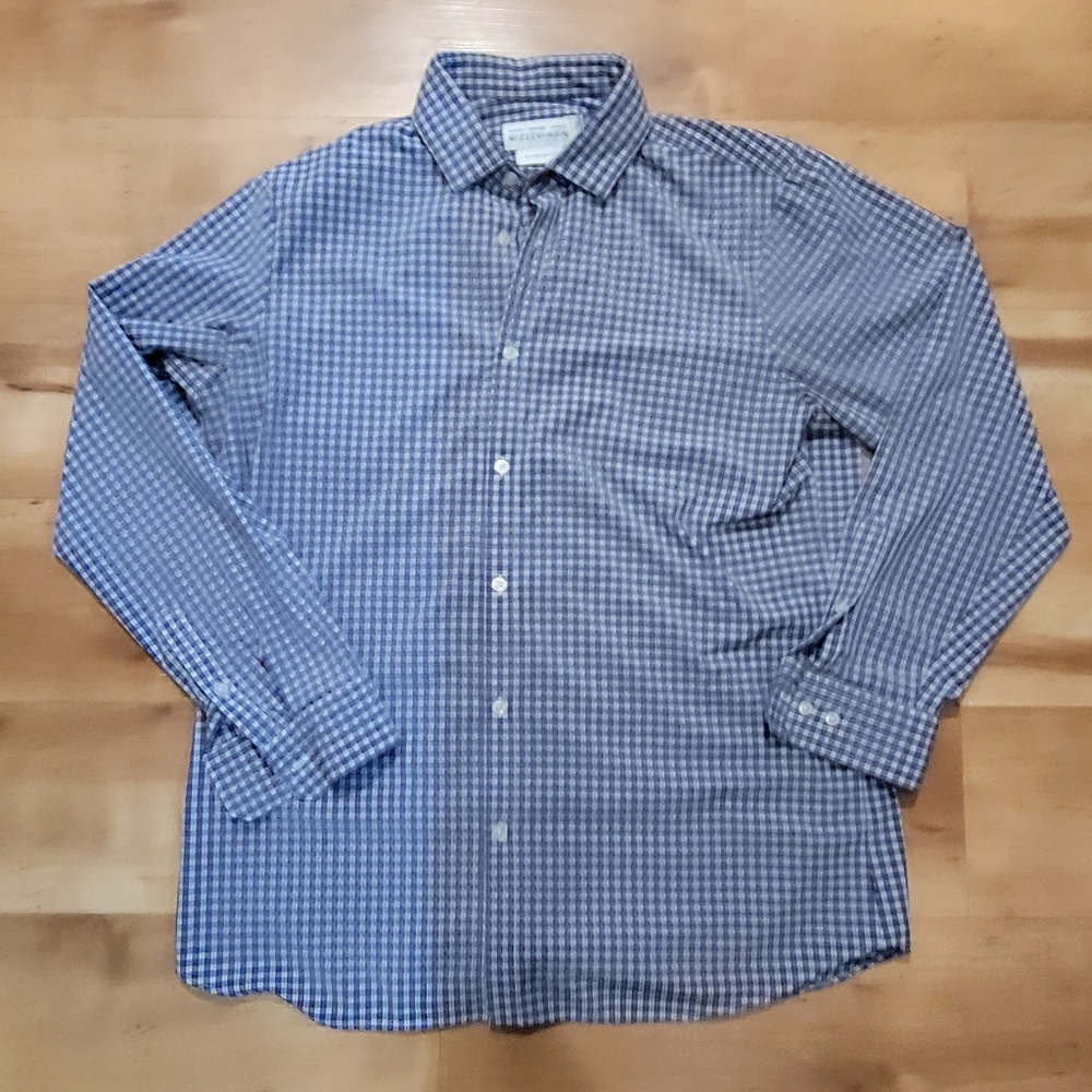 Mizzen+Main Leeward Navy Red Check Button Down Shirt XXL Trim Fit Last Call